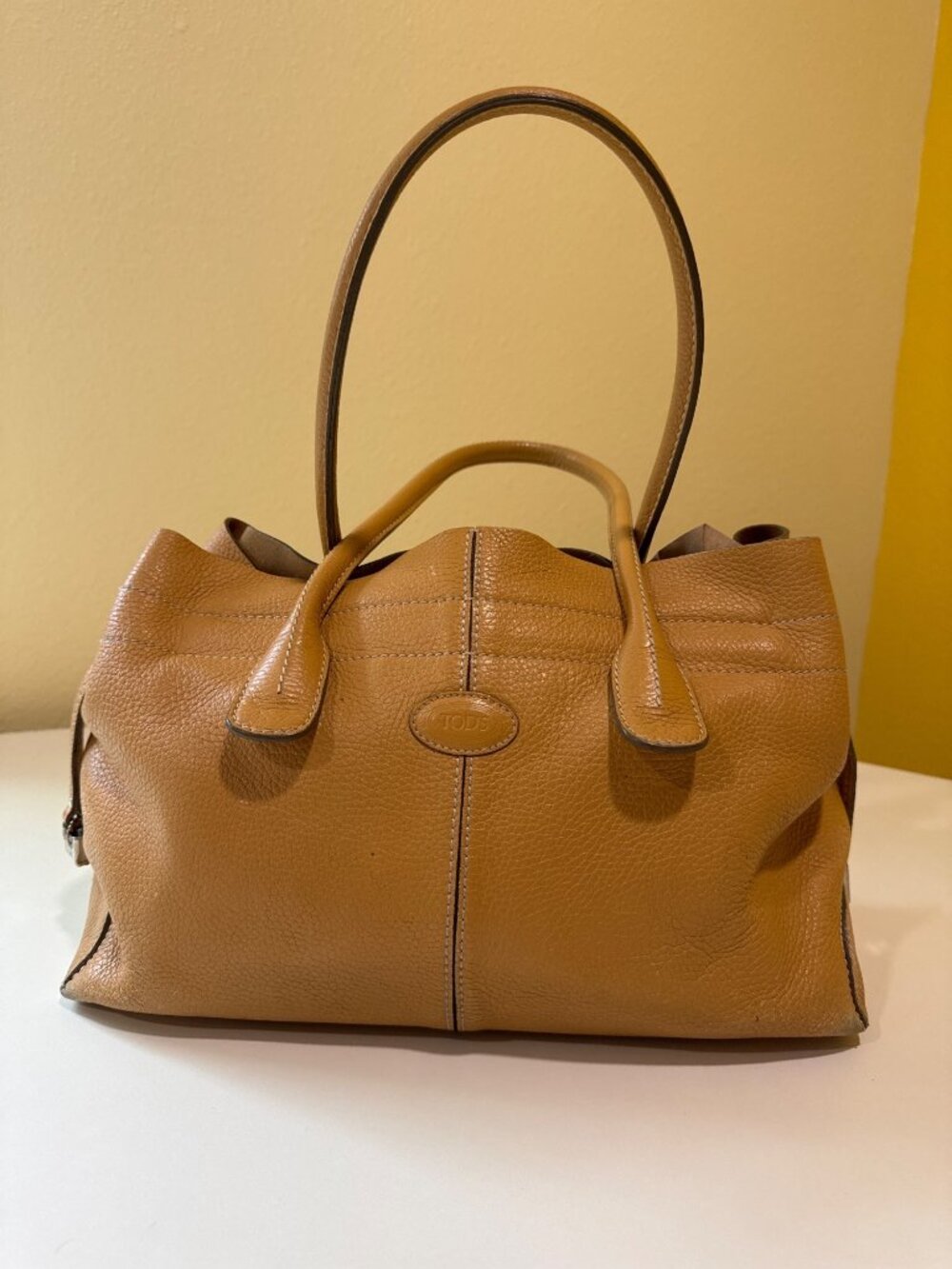 TODS D-Bag Brown Pebbled Leather Shoulder Tote Made In Italy